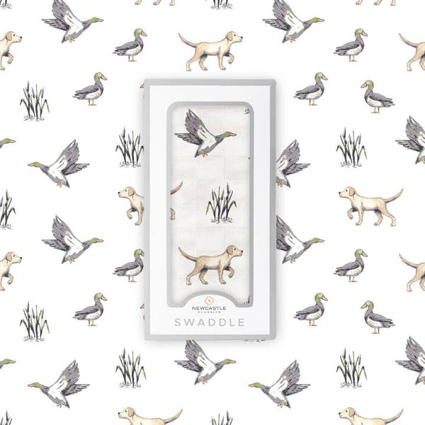 Lab and Ducks Bamboo Swaddle
