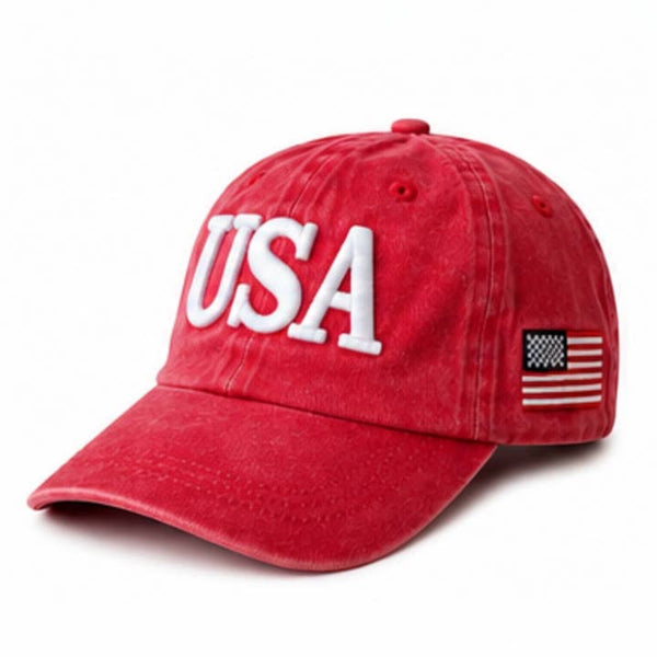 USA Kids Baseball Hat - Vintage Red