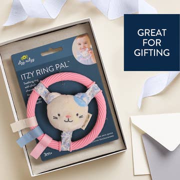 Itzy Ring Pal™ - Teething Ring with Plush Character - Pink Kitty