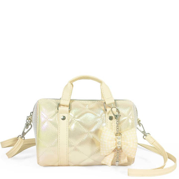 Metallic Quilted Satchel Crossbody Bag