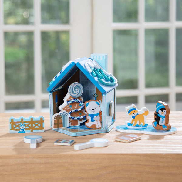 Wooden Gingerbread House Play Set - Winter Frost