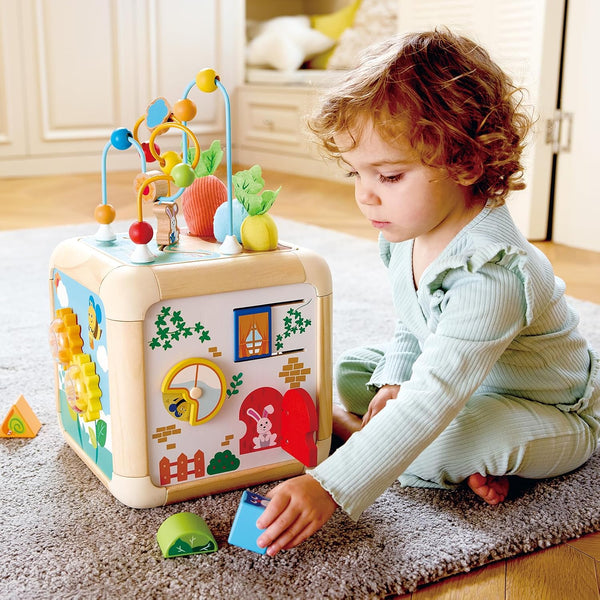 Hape Green Thumbs 6-in-1 Wooden Activity Cube for Toddlers