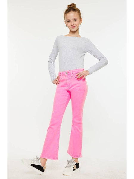 High Rise Kick Flare Jeans - Neon Pink