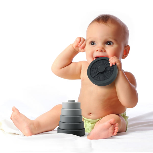 Buff Baby Weight Plate Stacking Toy and Teether
