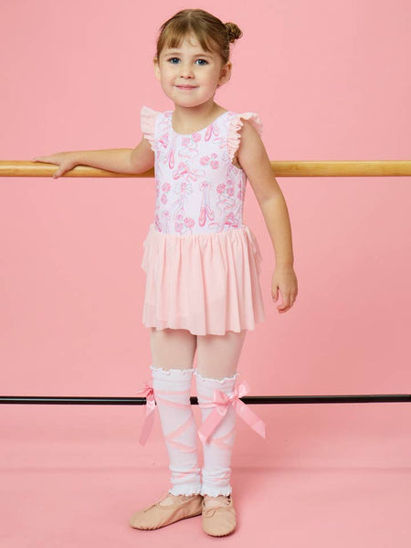 Rosy Ballet Bows Flutter Sleeve Dance & Gymnastics Leotard