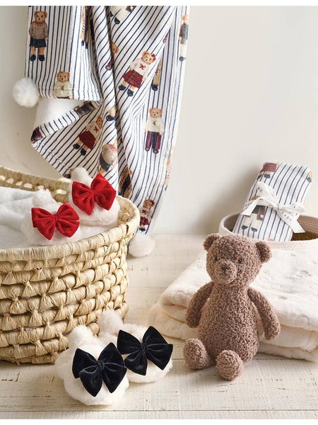 Stephan Baby Plush Slippers - Red Bow