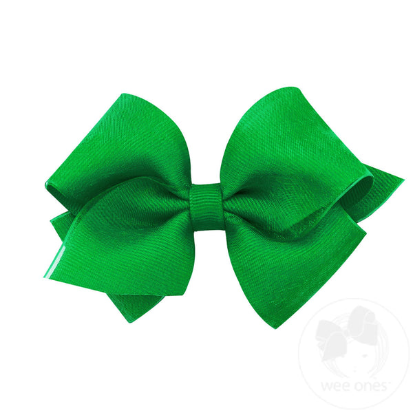 XS Organza & Grosgrain Overlay Hair Bow