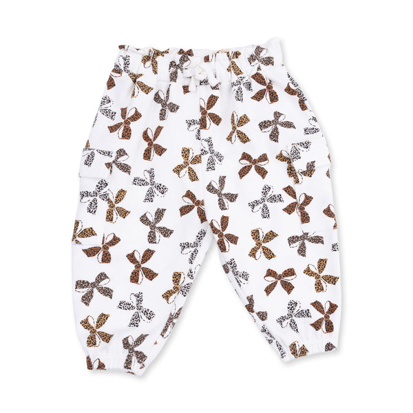 Leopard Bows Ruffle Sweatshirt And Pant Set