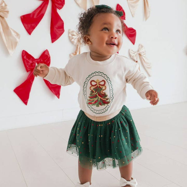 Sequin Christmas Tree Patch Romper