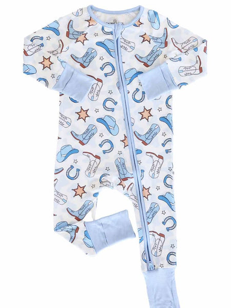 Rodeo Dreams Convertible Bamboo Zip Romper | Blue