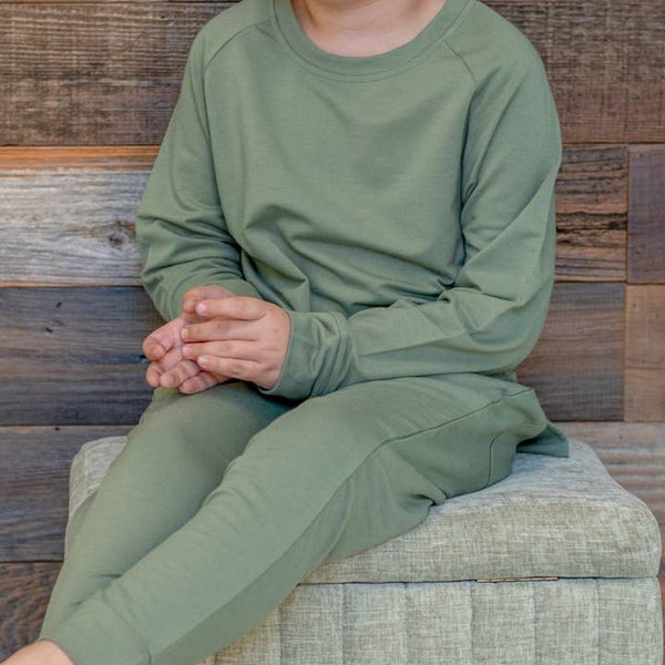 Army Green Crew Neck Jogger Set