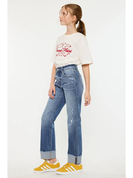 High Rise Straight Jeans - Medium Wash