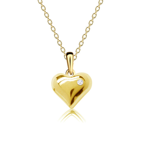 CM Girls 14K Gold-Plated Puff Heart Charm Necklace