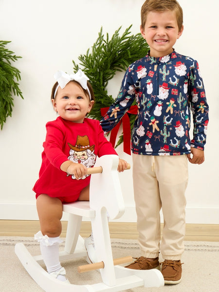 Giddy Up Santa Western Christmas Sweatshirt Bubble Romper