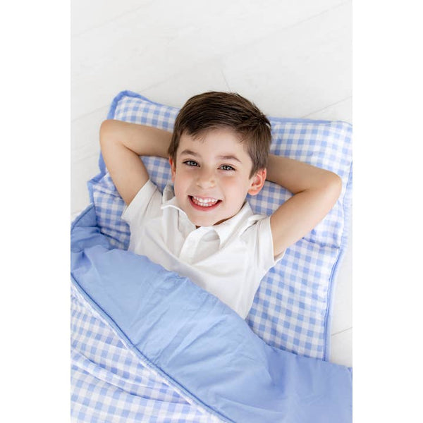 Sugar Bee Preschool Nap Mat - Boys Blue Gingham