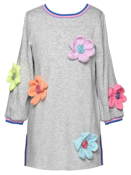 Long Sleeve 3D Flowers Dress