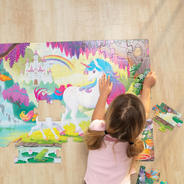 MD Glow-in-The-Dark Unicorn Jumbo Floor Puzzle, 48-Piece
