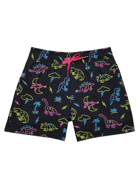 Neon Dinosaur Stretch Swim Trunks