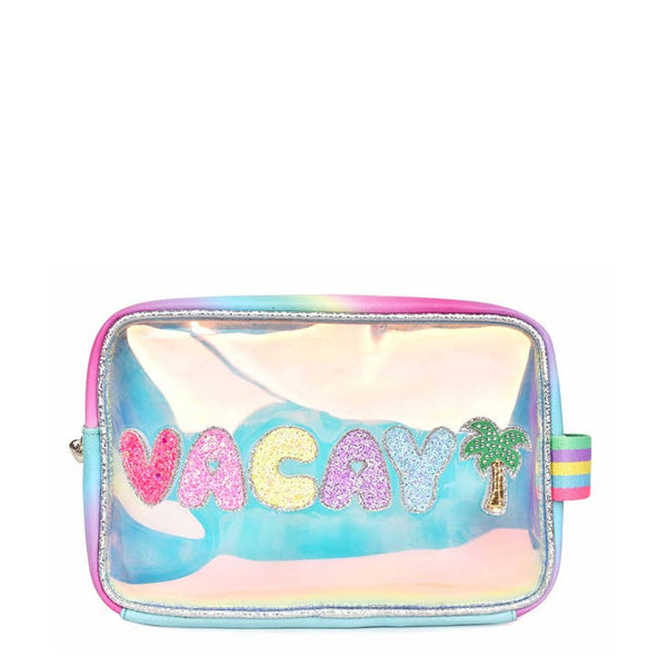 "Vacay" Clear Raspberry Pink Pouch