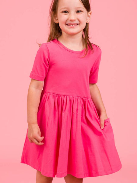 Hot Pink Knit Twirl Dress & Bright Blossom Ruffle Leggings