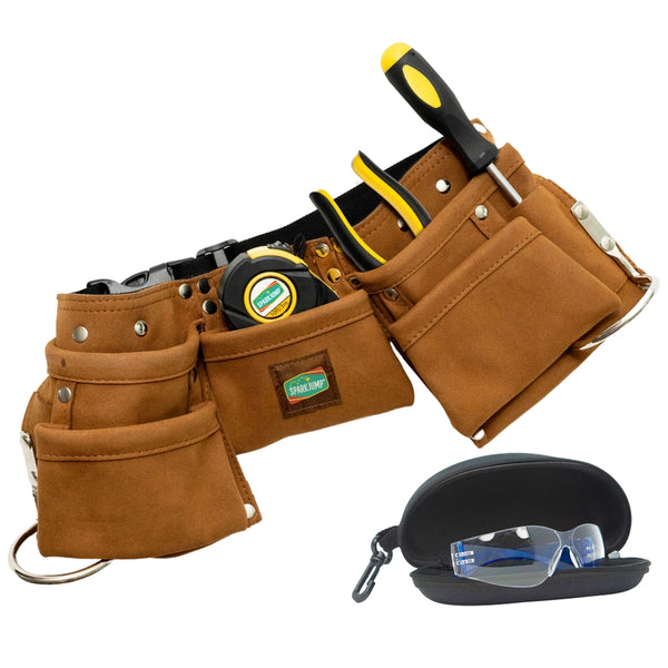 Kids Leather Tool Belt with Safety Goggles