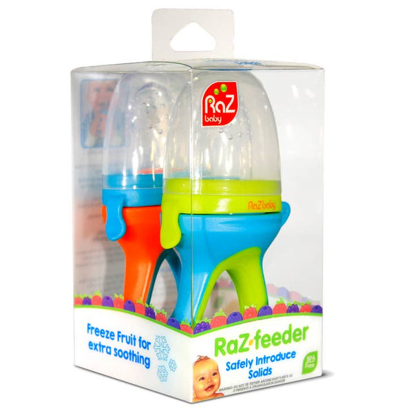 Raz Fruit Feeder & Teether 2PK - Green/Blue & Orange/Blue