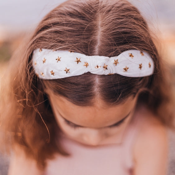 White Star Stud Velvet Knot Headband