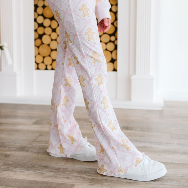 Gingerbread Bow Trellis Christmas Sweatshirt & Flare Leggings Set