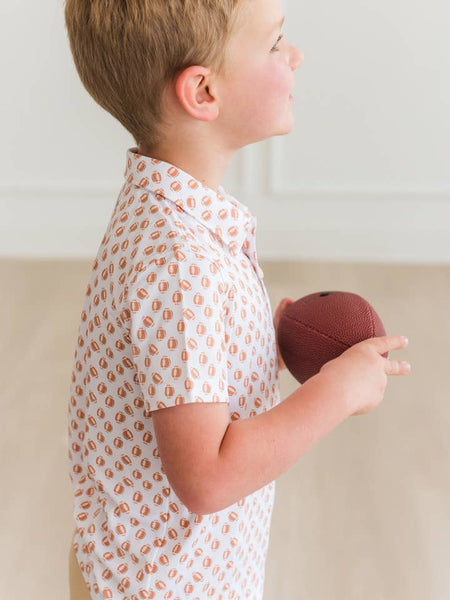 Football Frenzy Knit Short Sleeve Performance Polo