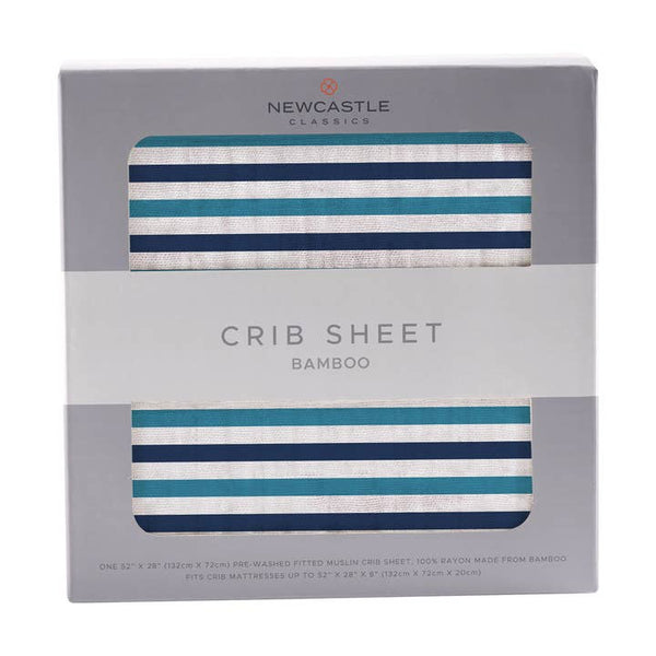 Blue and White Stripe Crib Sheet
