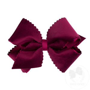 Small King Grosgrain  Scalloped Edge Faux Velvet Overlay Bow