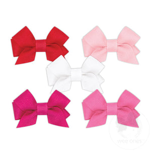 NEW MULTIPACK! Five Tiny Front-tail Grosgrain Bows-RED