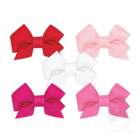 NEW MULTIPACK! Five Tiny Front-tail Grosgrain Bows-RED
