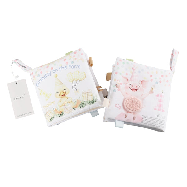 Birthday On the Farm Tails Soft Crinkle Cloth Baby Book