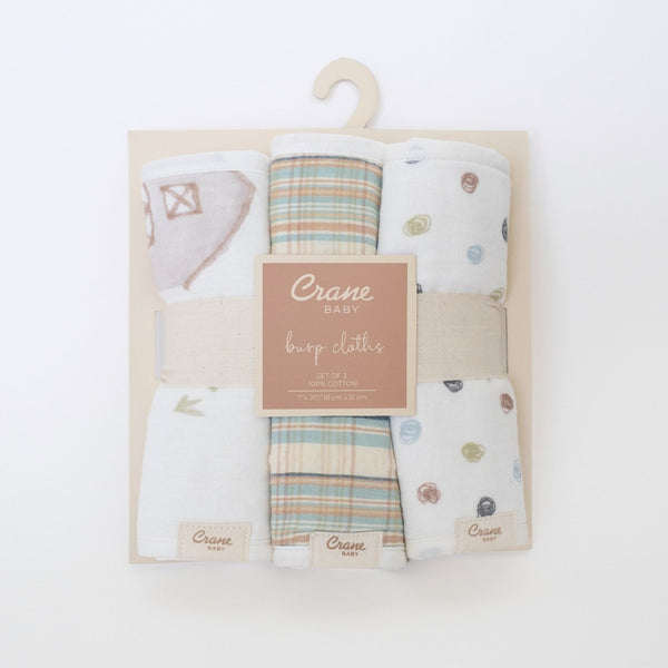 Charlie 3-pc. Farmhouse Tractor Burp Cloth Set