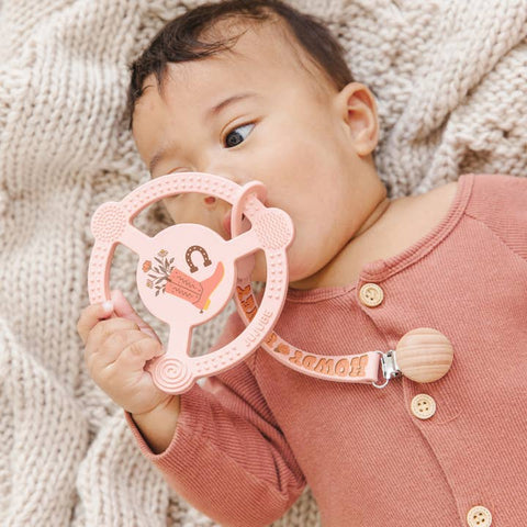 Silicone Teether Ring with Detachable Clip