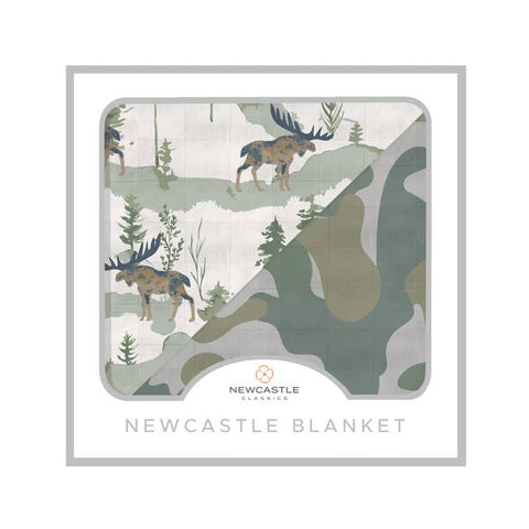 Mountain Moose and Hunter's Camo Newcastle Blanket