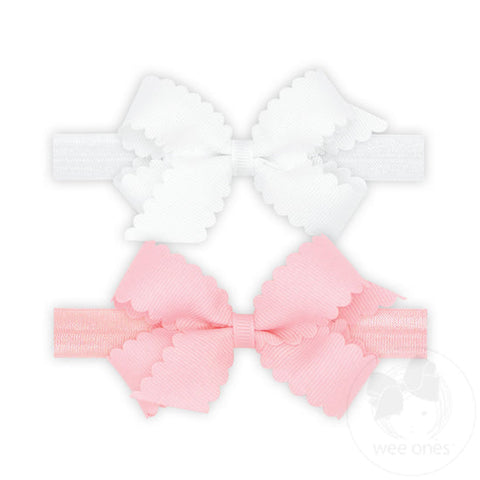 2 Pack Mini Scallop Bow on Band
