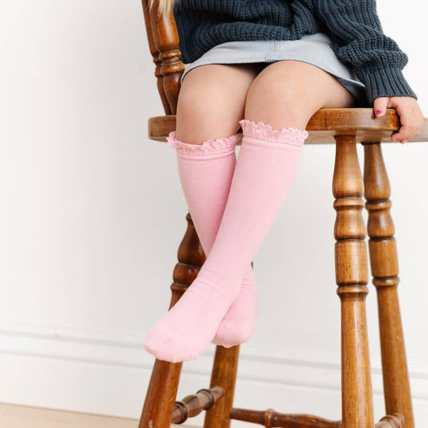 Lace Top Knee High Socks -Blossom