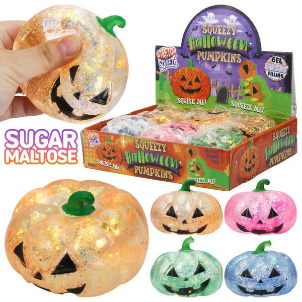 Halloween Jack-O-Lantern Pumpkin Glittery Maltose Squishy