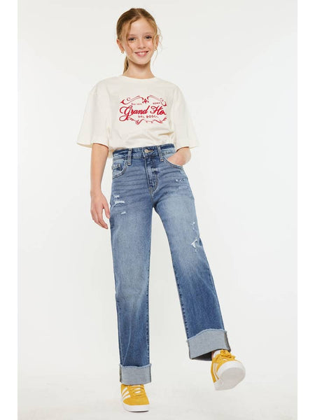 High Rise Straight Jeans - Medium Wash