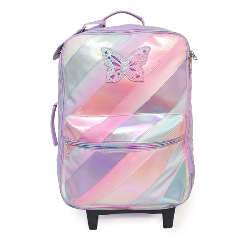 Metallic Striped Butterfly Carry-On Luggage