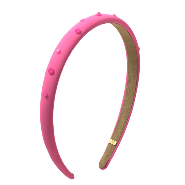 Bari Lynn Thin Neon Swarovski Crystal Satin Headband w/ Clay Beads