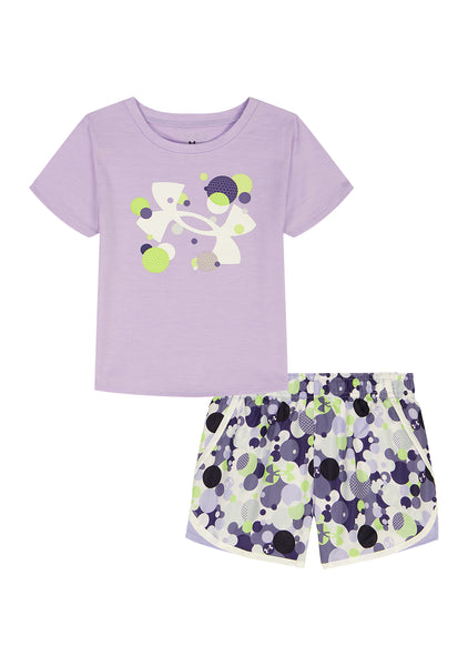 Purple Crest Bubble Print Short Set