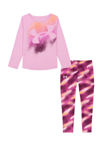 UA Graphic T-Shirt & Printed Leggings Set-Stellar Pink