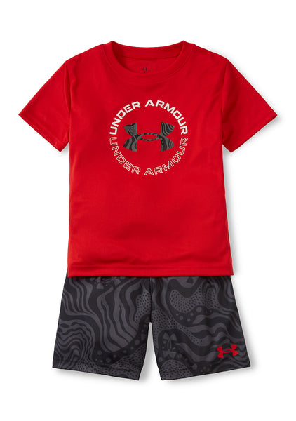 Red Logo Print Short Set