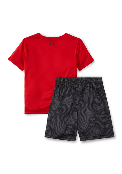Red Logo Print Short Set