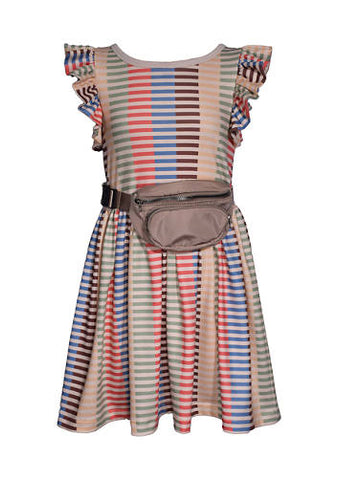 Multi Stripe Dress and Belt Bag