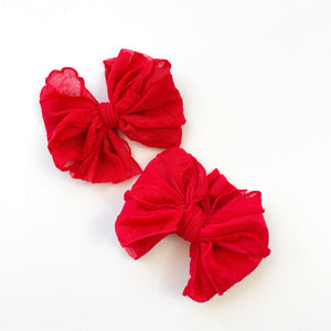 Bright Red Ruffle Clip Set