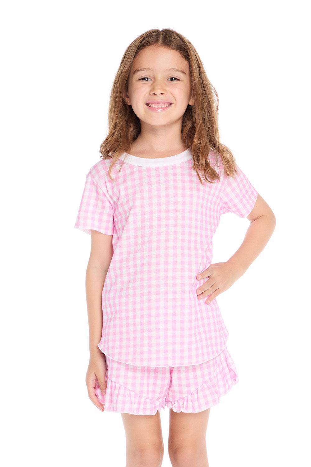 Pinky Gingham Shorttail Tee & Grotto Shorts Set